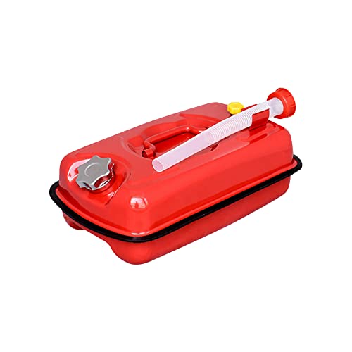 Jerrican 5L - Métal Bidon de Carburant avec Bec Verseur Flexibles - Jerrican Essence Homologué UN - Jerrican Carburant Horizontal Rouge - Portable Bidon de Réserve pour Alcool Carburant Essence