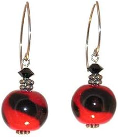 Red and Black Earrings - Kazuri Earrings