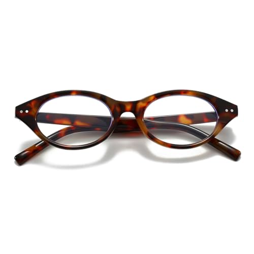 Image of Gleyemor Fashion Oval Blue Light Glasses for Women Men, Vintage Mens Clear Glasses Womens Computer Glasses (Tortoise)
