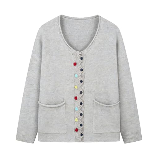 Image of JASCLS Women's Casual Loose Knit Cardigan Oversized Color Block Full Sleeve Sweaters for Women