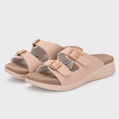 Image of Centrino Women's Sandals |Stylish Slip-On Sandals for Ladies| Elegant & Trendy Design|Double Buckle Adjustable Straps Slide Footwear|Light Weight and Comfortable|Flip Flops for Ladies (9323)