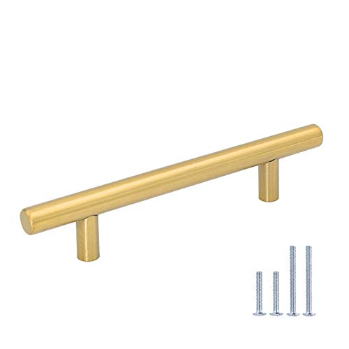 Manijas de puerta de latón cepillado de LONTAN, para armarios de cocina, barra en T, tiradores de cajón, 12 mm de diámetro, dorado