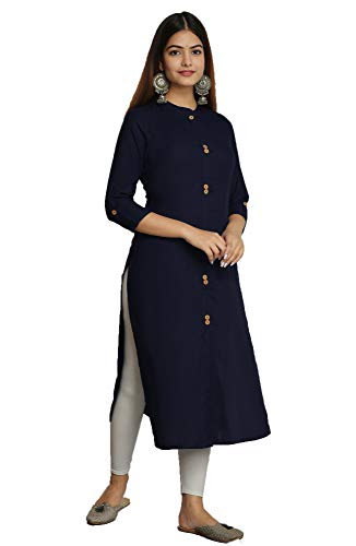 Image of NEW4U Women's Solid Rayon Straight Kurta