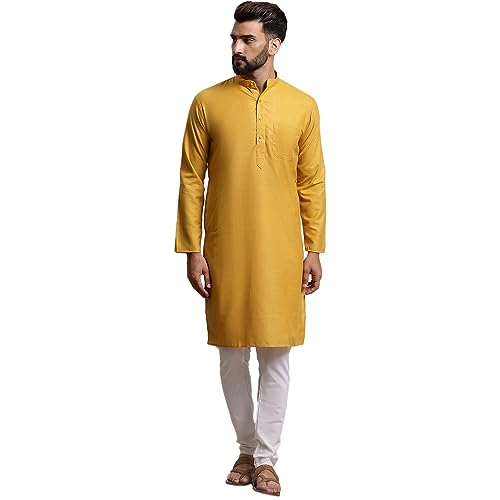 Image of SOJANYA (Since 1958 Men's Pure Cotton Solid Kurta & Churidar Pyjama Set