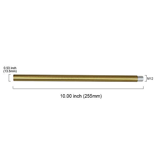 VINLUZ 10 Inches Pendant Extension Rods for Chandelier, Brass Accessory Stem Kit Down Rod Pack of 2