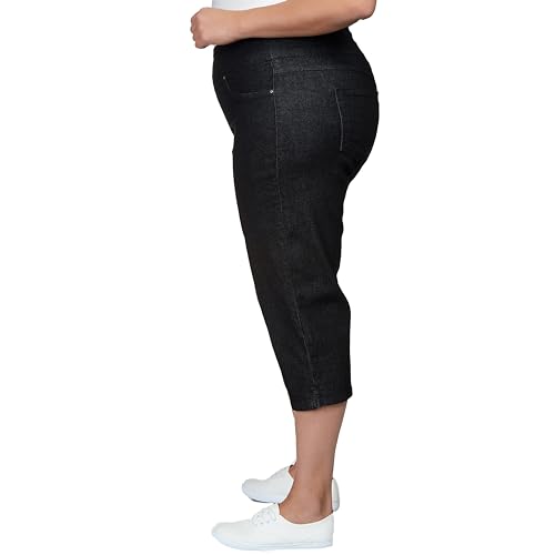 Ruby Rd. Womens Womens Plus-Size Mid-Rise Pull-on Straight Extra Stretch Light Weight Denim Capri with Side Splits4