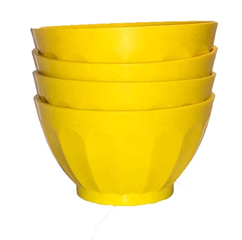 Mintra Unbreakable Plastic Bowl, YELLOW 4pk - Medium, 750ml, 25oz, 5.5inW x 3inH