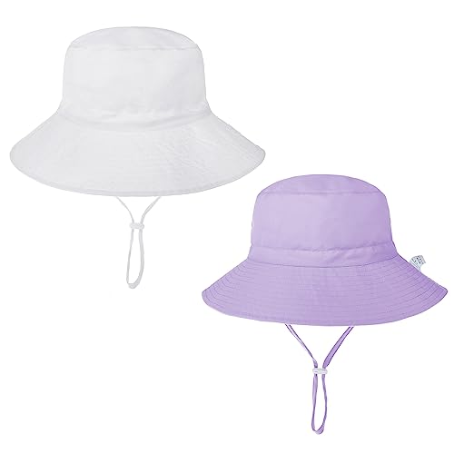 Image of Baby Sun Hat UPF 50+ Sun Protective Toddler Bucket Hat Summer Kids Beach Hats Wide Brim Outdoor Play Hat for Boys Girls