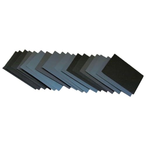Gettimore 400600800100012001500 - Papel de lija de carburo de silicio de grano, húmedo y seco, 3 x 5.5 pulgadas, paquete de 16 piezas para pulir madera, metal y carrocería de automóvil