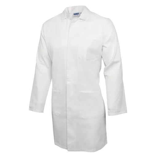 Unisex White Coat Polyester cotton. Size: XL. (46