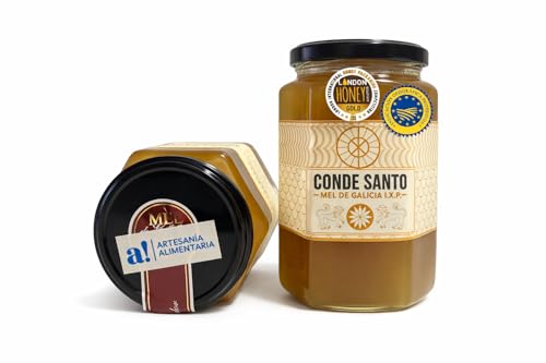 Miel de Galicia NATURAL ARTESANA CRUDA PURA 100% de ABEJA; CONDE SANTO ; ESPAÑA (1 KG, COSTA)