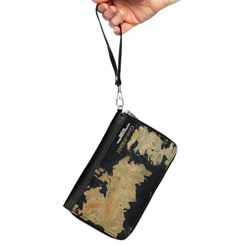 Buckle-Down Game of Thrones Wallet, Zip Around, GAME OF THRONES World Map Westeros and Essos Grays/Tans, Vegan Leather2