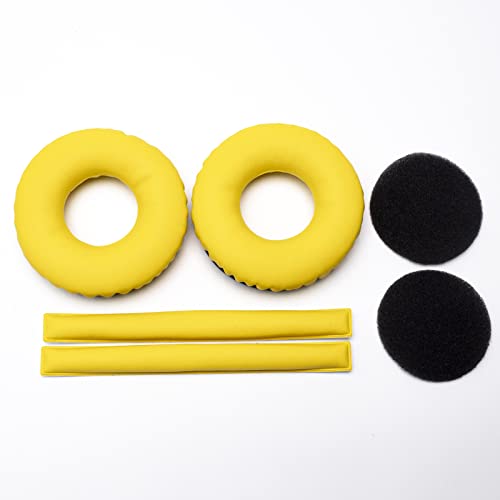 Image of Rainbow Color Ear Pads Headband Cushion Kits Compatible with Sennheiser HD25 HD250BT HD25-ll HD25S Il HMD25 Headphone Foam Covers (Yellow Sets)