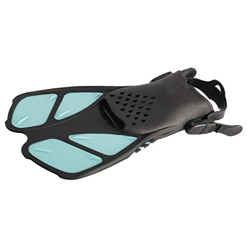 XMsound Adjustable Buckles Open Heel Swim Flippers Travel Size Short Swim Fins for Snorkeling Diving Adult Men Women (Large)