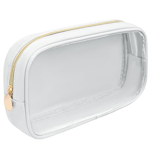 Image of Small Clear Makeup Bag for Purse,Clear Toiletry Bag TSA Approved Toiletry Bag Travel Makeup Bag Pouch Car Accessories Travel Essentials for Women Girls (Large White)