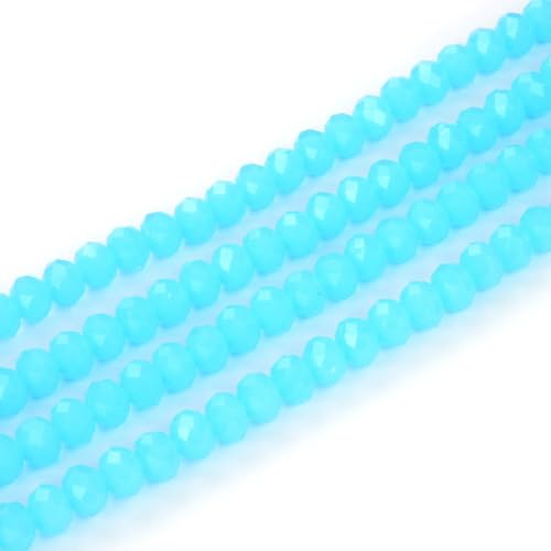 Image of 500pcs Czech Faceted Rondelle Crystal Glass Beads 4mm Small Tiny Bulk Blue Turquoise Opal