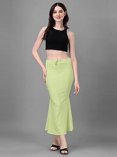 Image of Women's Saree Shapewear Petticoat, Cotton Blend Stretchable Mermaid Skirt, High Waist Tummy Control, Smooth Curve Fit with Adjustable Drawstring