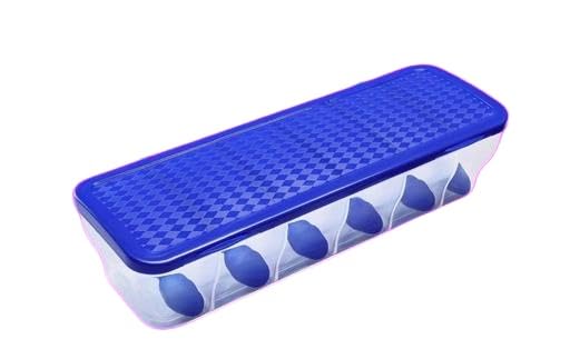 TRISUL Plastic 6 Section Vegetable/Pickle/Dal/Spice/Masala/Grocery/Dry Fruits Multi-Purpose Use for 6 Section Container Set of 1-2500 ML(1PIS + Blue+ SIX Section)/34_TR3181