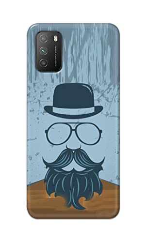 Image of PRINTFIDAA Mustache Beard and Hairstyle Hipster in Glasses Printed Designer Hard Case for Poco M3 Back Cover -(e) RPM1002