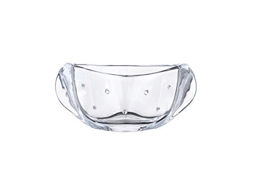 Crystalite Bohemia 7"x4" Oval Crystal Bowl with Swarovski Rhinestones, Decorative Crystal Bowl