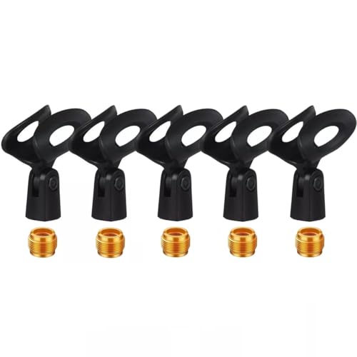 Generic Replacement MZQ800 Microphone Clamp Clip Holder for Sennheiser Pro Audio Professional e 935, e 945 Microphone, with Screw Adapters 5/8 Male to 3/8 Female, Black, 5 PACK