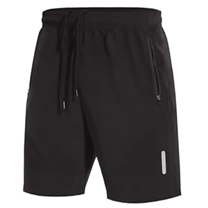 SIHOHAN Kurze Hosen Herren Sporthose Schnelltrocknend Sportbekleidung Jogginghose Sport Shorts mit Reißverschlusstasch Geeignet für Verschiedene Freizeit und Sport Gelegenheiten(Schwarz,M)