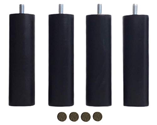 MOBILIARIOCLICHI- Patas para somier y Bases tapizadas, en Diferentes Medidas y Colores (Negro, 4 Unidades 15 cm)