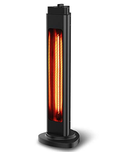 1500W Infrared Outdoor Heater, Patio Tower Heater with Oscillation Function, Tip-Over Protection & Hidden Simple Handle, Super Quiet Infrared Patio Space Heater