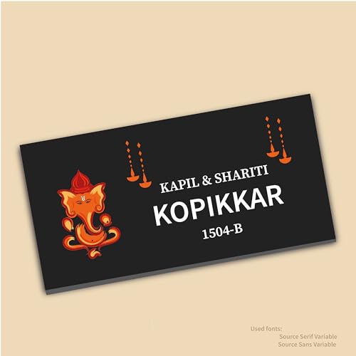 Image of SIGNOOGLE Customized Ganesha Name Plate For Home Entrance | Ideal For House, Villa, Bungalow, Office,Flat, | Elegant Design | Long Life | Weather Proof (12 x 6 Inch)