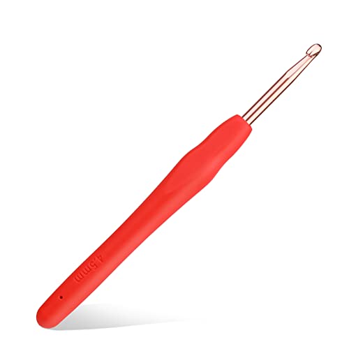 kgxulr 4.5 mm Crochet Hook Aluminum Soft Grip Rubber Handle Needles Ergonomic Knitting Needles for Beginners and Handmade DIY