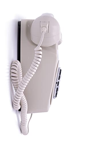 Miniatura 2 de GPO 746 Teléfono fijo retro de pared con pulsación de botones - Cable en espiral, timbre auténtico - Marfil
