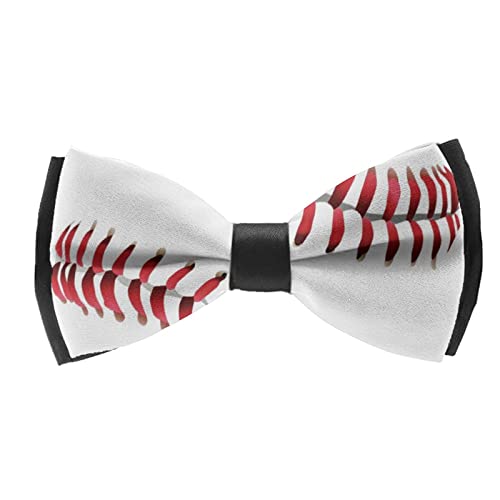 RIMENCH Men's Bow Tie Pre-Tied Satin Formal Tuxedo Bow tie for Dress up, Christmas, Wedding, Party, Fashion Bowtie American Red Line White Baseball Bow tie