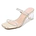 Produktbild QNDYDB Damen Trendy Sandalen, Elegante Temperament Street Style Hausschuhe mit dickem Absatz, Square Head Transparente Sandalen Gold 6.5-34