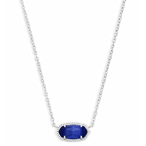 Kendra Scott Elisa Pendant Necklace for Women, Fashion Jewelry, Rhodium-Plated, Cobalt Cat's Eye