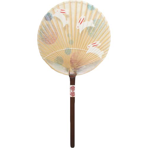 家具の里 カミノシゴト 家田紙工 水うちわ 小丸 (ウサギ/台座付き) 日本製 美しい おしゃれ 職人の手作り 団扇 (美濃 手漉き和紙/絵付け うさぎ) 美濃 お土産 ギフト