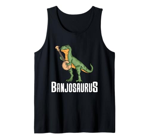 Dinosaur Banjo Player Kids Country Music Bluegrass Banjo Tank Top