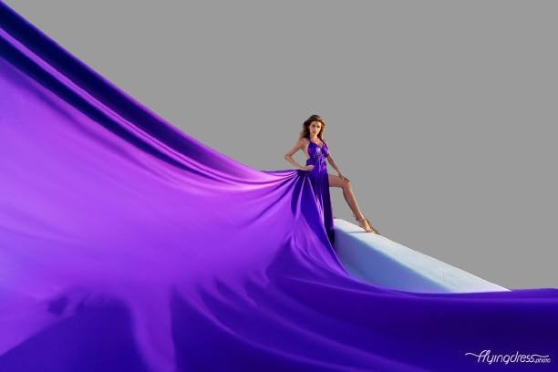 V Neck wedding dress, Satin flying dress, long flowy train for gorgeous photoshoot, engagement summer dress, photography dress