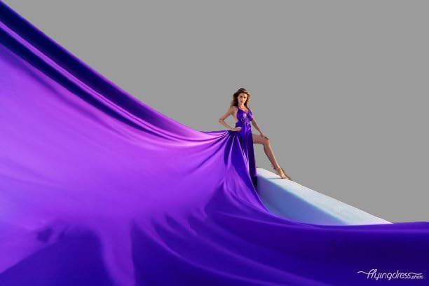 V Neck wedding dress, Satin flying dress, long flowy train for gorgeous photoshoot, engagement summer dress, photography dress