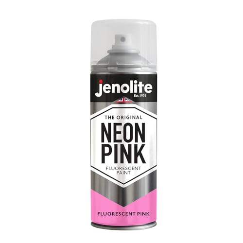 JENOLITE Peinture aérosol fluorescente | Rose fluo | 400 ml | Peinture aérosol néon haute visibilité de qualité supérieure | Peinture multi-surfaces...