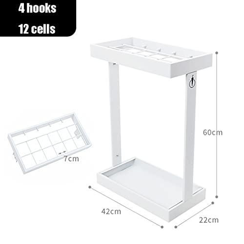 Étagère porte-parapluies blanc en métal avec 12 compartiments - 2