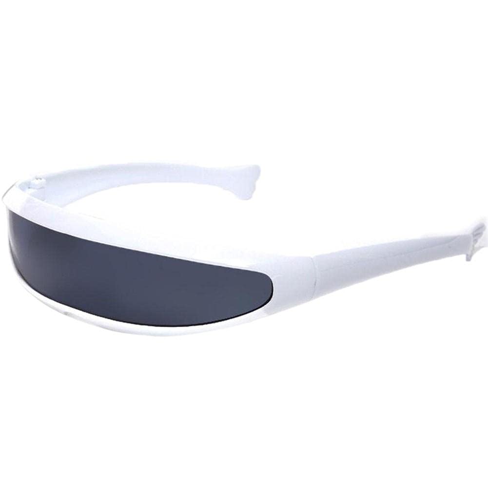 Danlai Futuristic Narrow Cyclops Sunglasses Robot Space Costume Mirrored Lens Robot Cosplay Costume Eyeglasses Photo Props