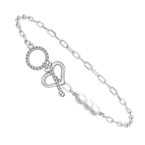 Pulsera de plata de ley 925 joyeria fina corazon para mujer
