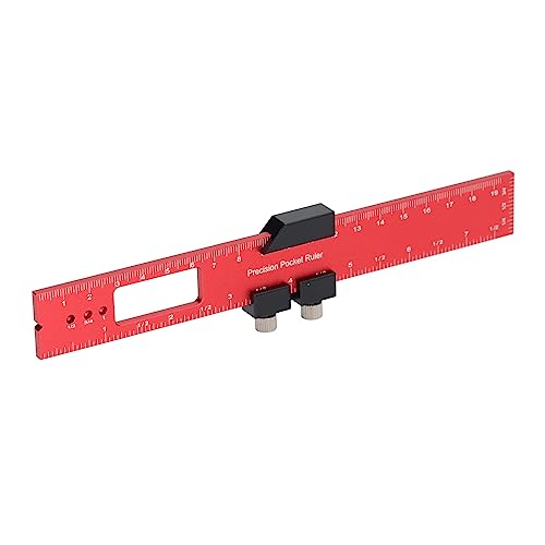AKLOSIPY A~jEOy Woodworking Scri Ruler I-Slip Ket Ruler with Stop Appuracy Woodworking Tools Red