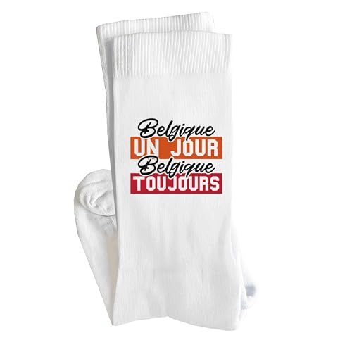 Otshirt Chaussettes belgique un jour belgique toujours | Socks | Taille 41-45 | Idée Chaussettes Personnalisées Cadeau Fête Original Famille Travail Départ Collègue Retraite Noël.