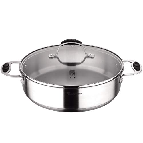 MasterPro Tartera 28x7.5 cm con tapaacero Inoxidable Apta para inducción Gravity, Acero, Plateado, 28 cm