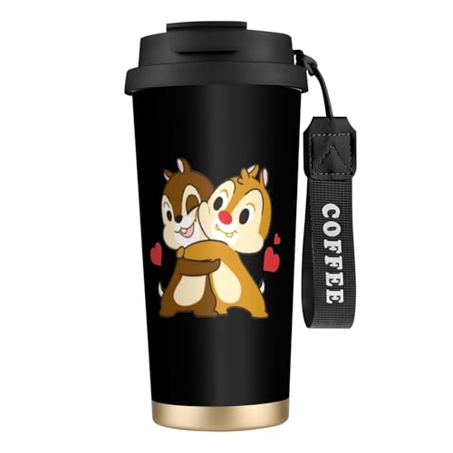 コーヒーカップ チップとデール タンブラー 魔法瓶 水筒 保温マグ 車載カップ 直飲み 保温保冷 ストロー付き 広口 500ml