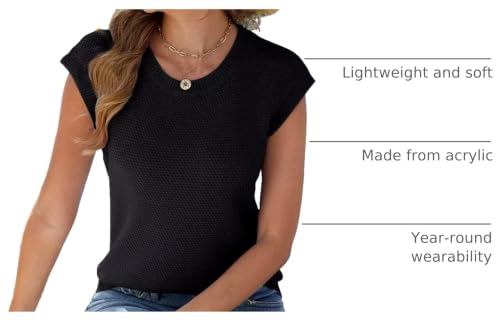 Image of CiCiBird Women Summer Cap Sleeve Sweaters Knit Crew Neck Pullover Tank Tops 2025 Casual Trendy Shirt