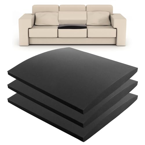 MUXHEL Lot de 3 planches de support de canapé 50 x 50 cm pour siège affaissé, coussins de rechange haute densité pour canapé d'angle, lit et canapé - Noir