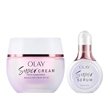 Olay Super Cream with Sunscreen SPF 30 1.7 oz + Super Serum Trial Size 0.4 oz - Utimate Lightweight Face Moisturizer - Vitamin C & E, Hyaluronic Acid, Niacinamide - Hydrate, Smooth, Brighten