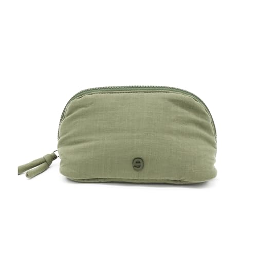 PONETTE - Neceser Mujer Vive, Chica, Estilo, Divertido, Diseño, Bolsa de Aseo, Viaje, Tocador, Estuche, Marca Española (Bambula Verde Caqui)